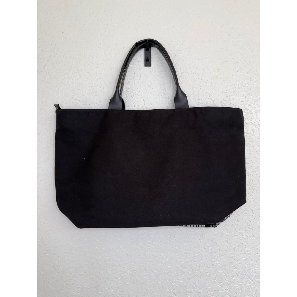Victoria's Secret Sequin Tote Bag Silver Black Logo Beach Travel Weekender - Picture 2 of 3